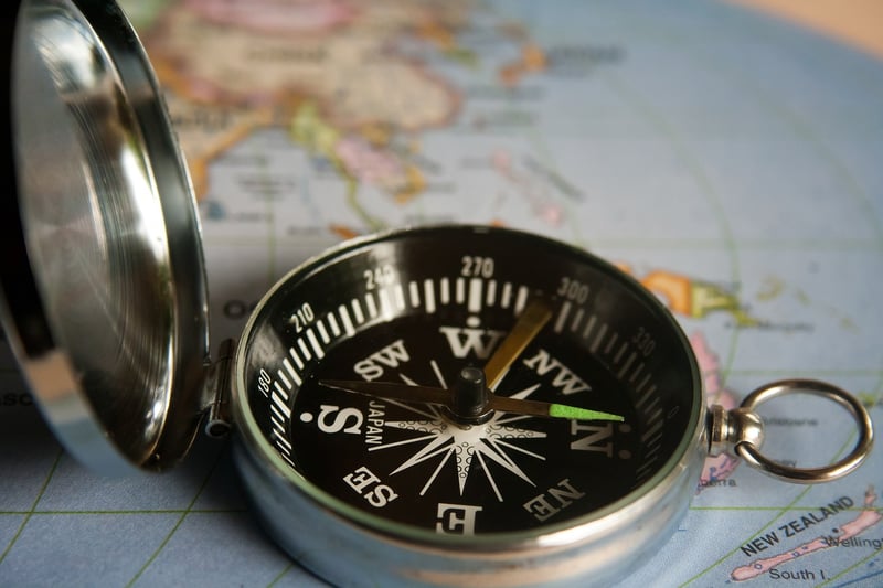 Compass pointing north